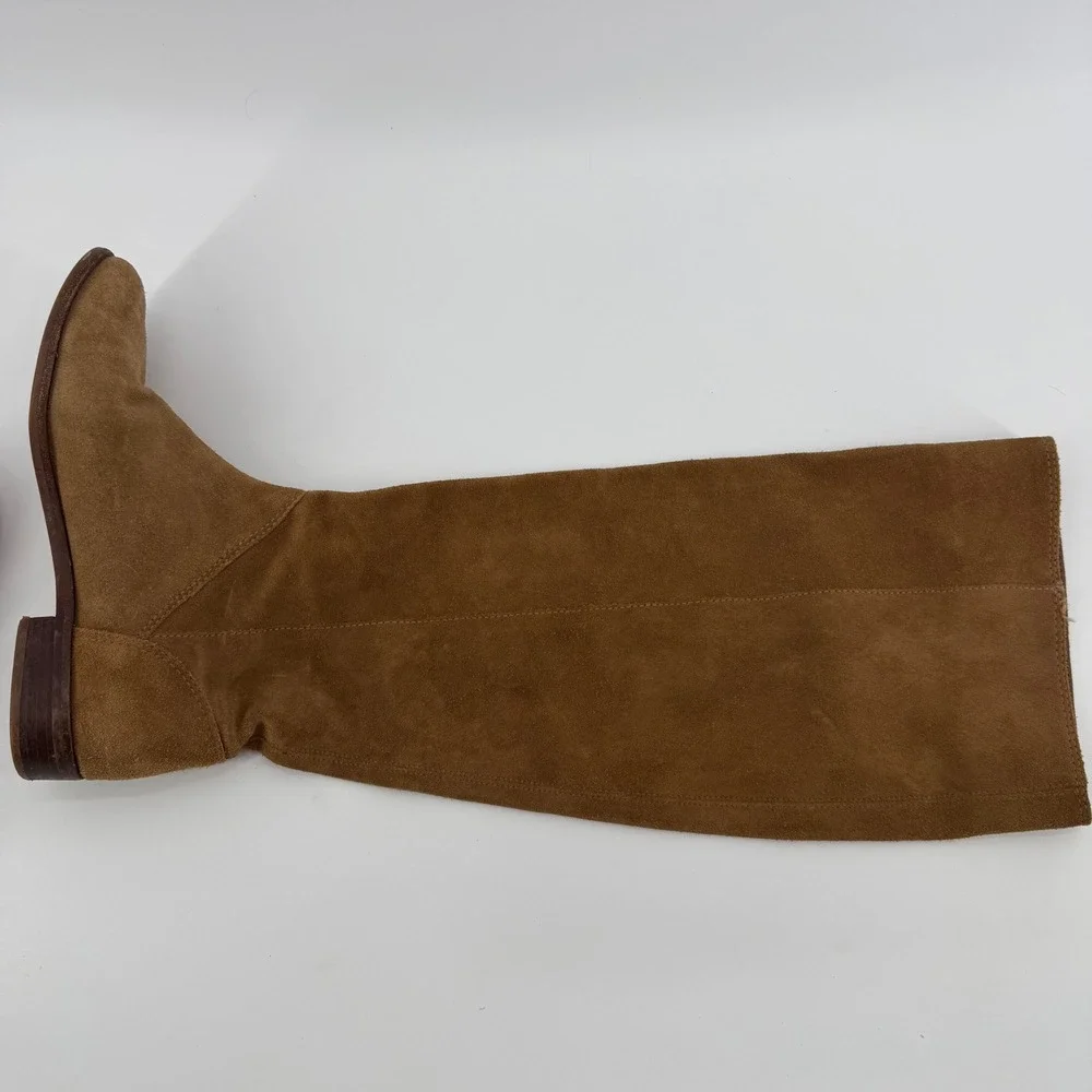 Gianni Bini Love It Knee Length Suede Boots Womens 8 M Brown Flat Pull On Casual